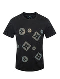 Men's Italian fashion Short Sleeves black designed T-shirt Diamond rhinestone
