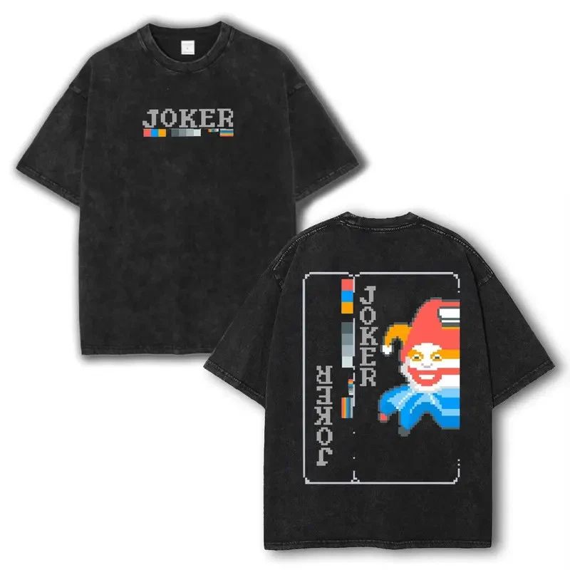 Balatro Misprint Joker Pixel Washed 2 sided printed T-Shirt, Menswear Tops shirt