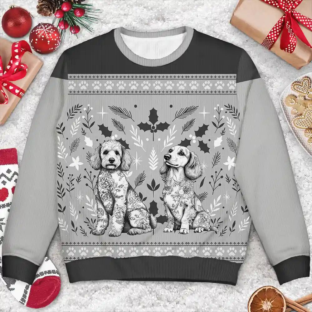 Chinoiserie Toile De Jouy Dog - Personalized Unisex Ugly Sweater
