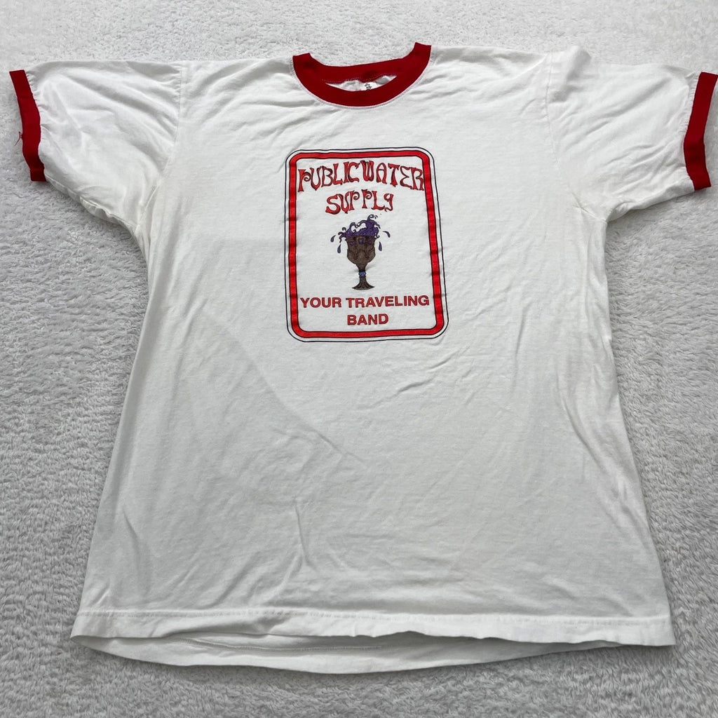 Public Water Supply Your Traveling Band White Red Ringer T-Shirt