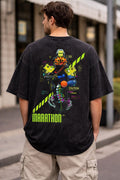 Vintage Wash Neon Cyber Runner Soldier Graphic T-Shirt, Retro Space FPS Gamer