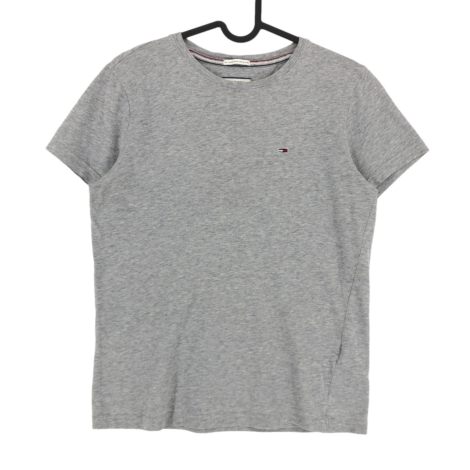 TOMMY HILFIGER Men Slim Fit Round Neck Grey T-Shirt Size XS