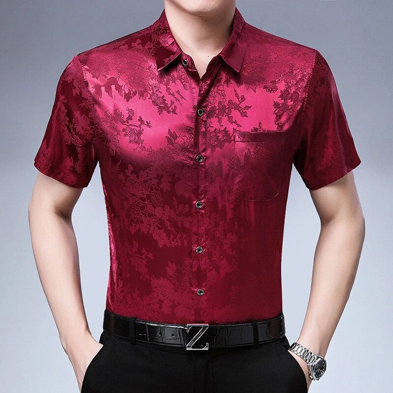 Floral Short-sleeved Men's Summer Fashionable Casual Light Half-sleeved Shirts