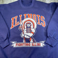 80s Navy Blue Illini Inspired Crewneck Sweatshirt Vintage Retro Pullover