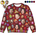 Custom Photo Family Face Neon Style Light It Up - Personalized Unisex Ugly Sweater
