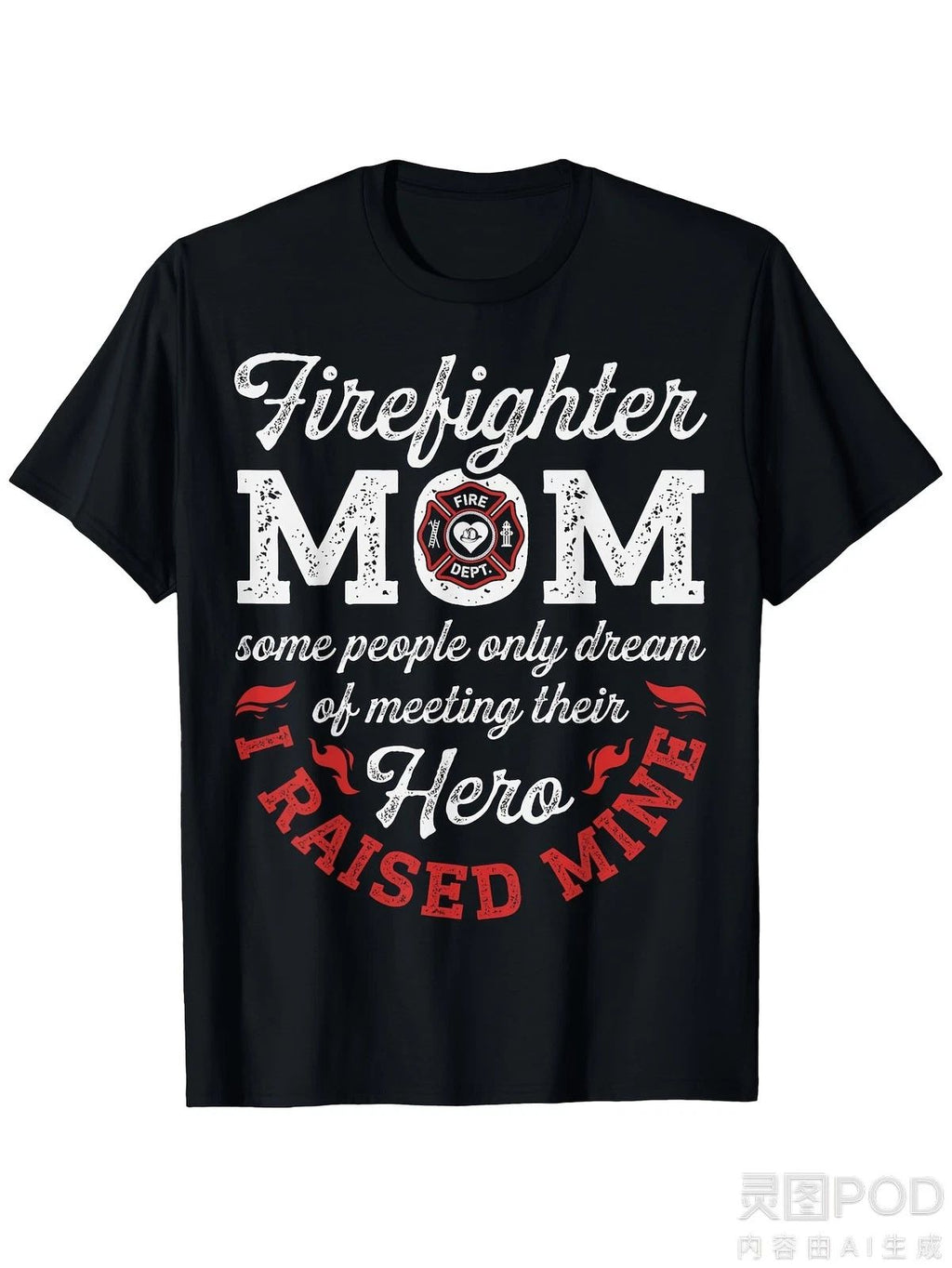 Firefighter Mom Thin Red Line T-Shirt - 100% Cotton Fire Fighting Shirt