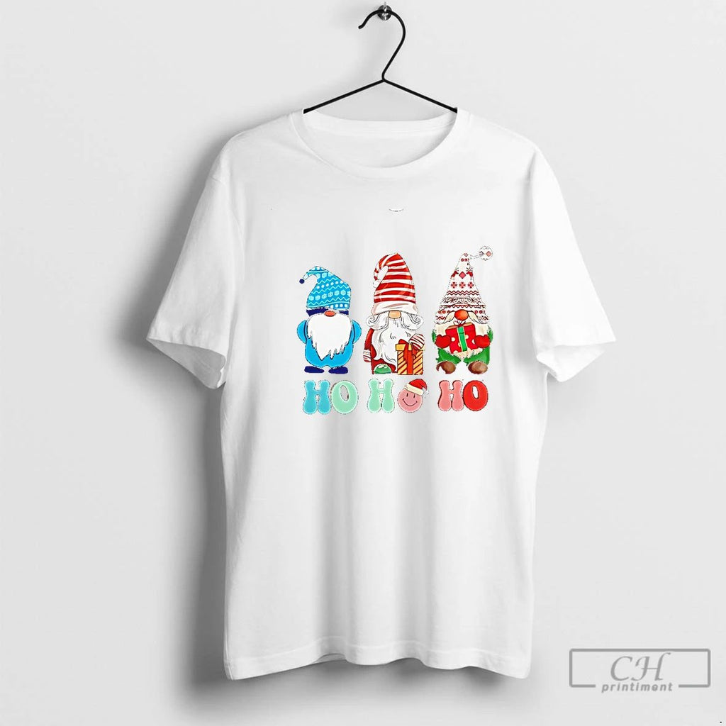 Classic Ho Ho Ho Three Gnomes Holding Gifts Christmas T Shirts
