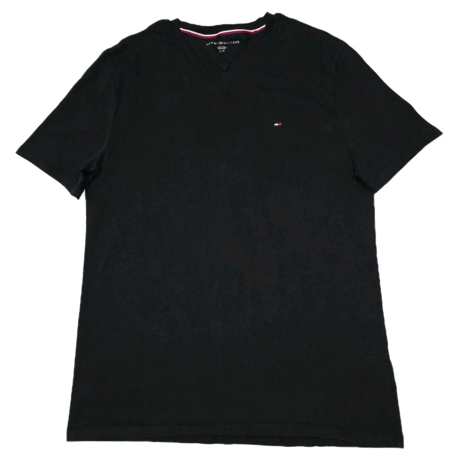 Tommy Hilfiger V-Neck T-shirt Mens Size L Large Black