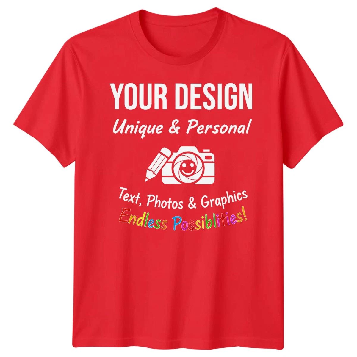 Custom Personalised T-Shirt | Design Your Own Text Photo Graphic | Mens Kids