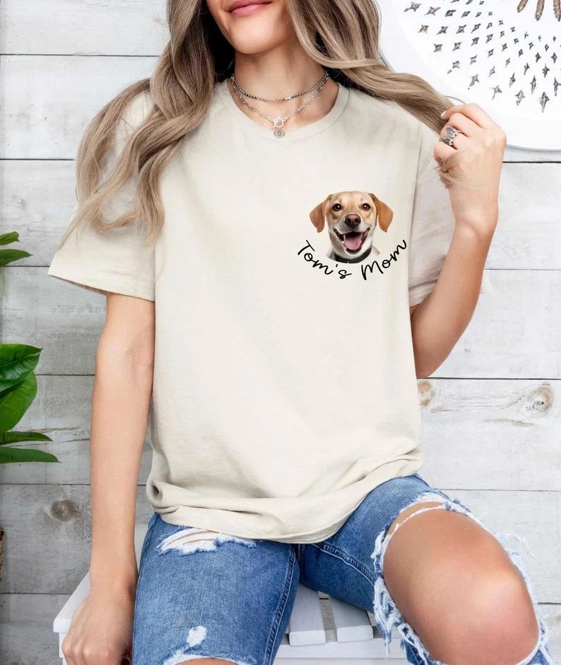 Custom Pet Photo Comfort Tee Personalized Dog Cat Lover Gift