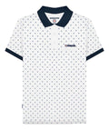 Lambretta Mens White Smart Casual Retro All Over Print SKA Polo Shirt