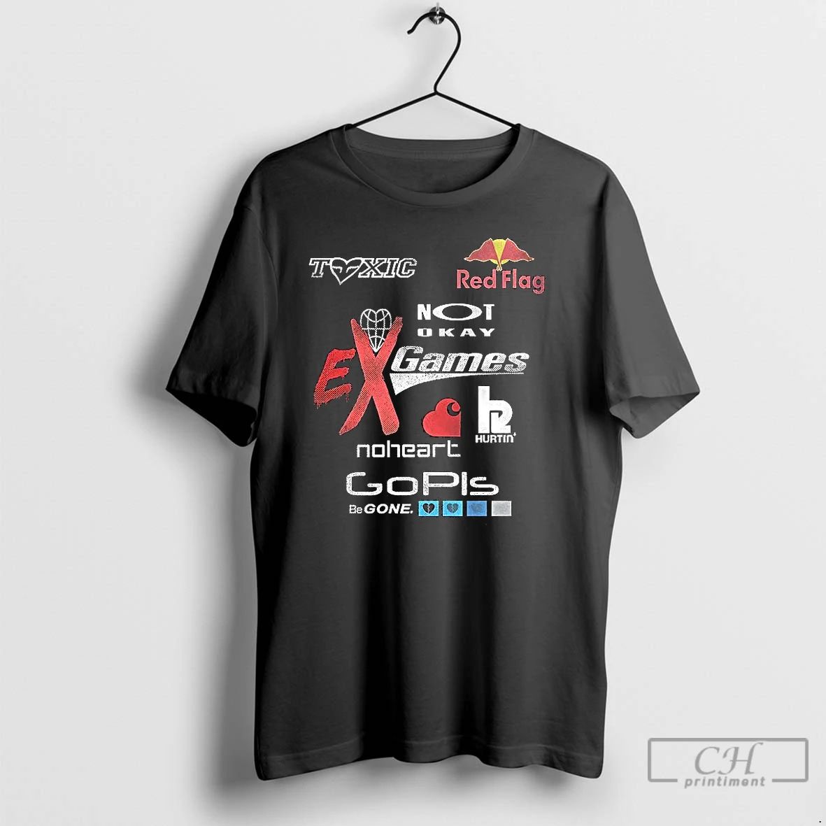 Premium Ex Games Toxic Red Flag Noheart Gopis Be Gone Logo T Shirts