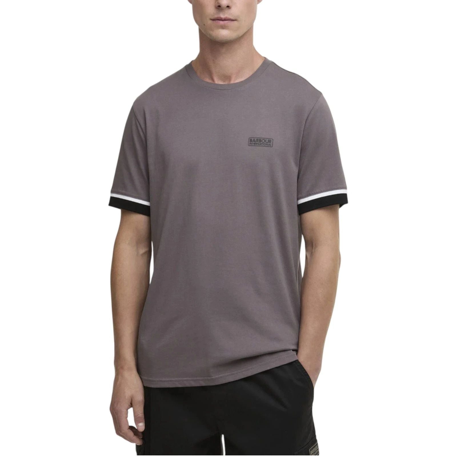 Barbour Mens B.Intl Deep Cuff Evan Tipped T-Shirt Soft Cotton T-Shirts