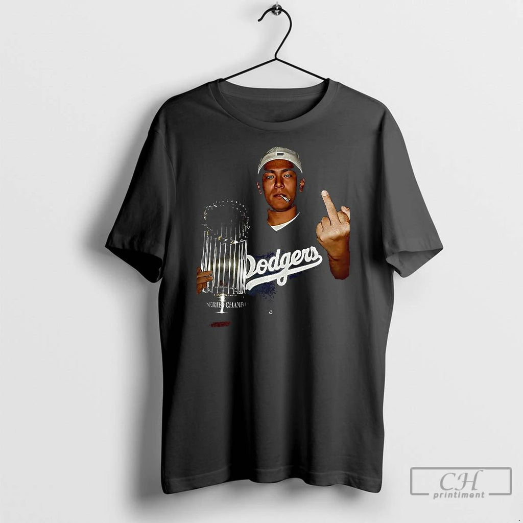 Classic Yoshinobu Yamamoto Los Angeles Dodgers World Series 2025 Champions Middle Finger