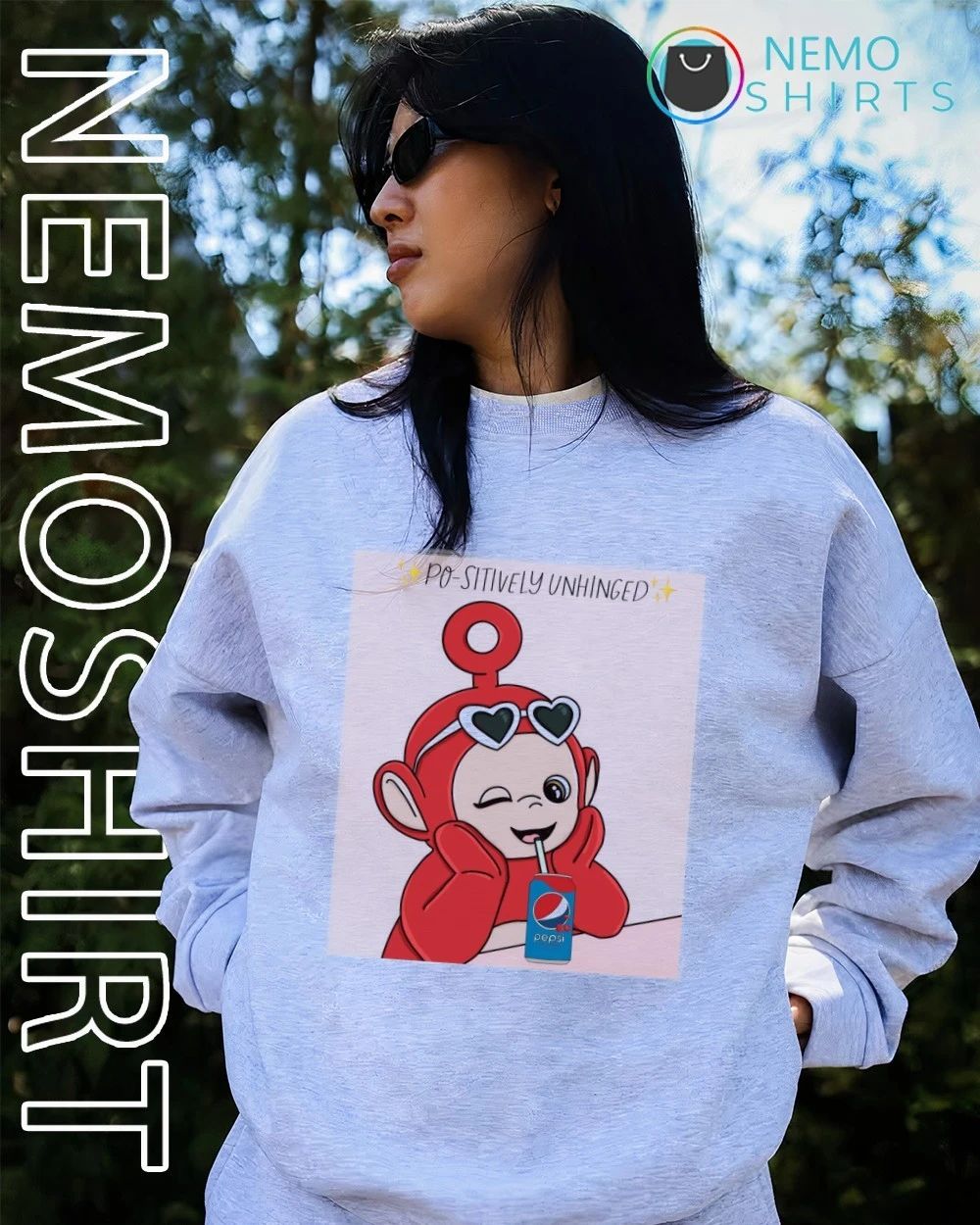 Po-sitively Unhinged Teletubby with Pepsi shirt