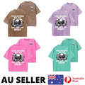 Trendy Skull Print Man  T-Shirts Summer Vintage Washed Cotton Tees - AU Stock