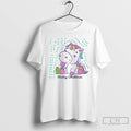 Classic Merry Christmas Unicorn Gift Box Stars White T Shirts