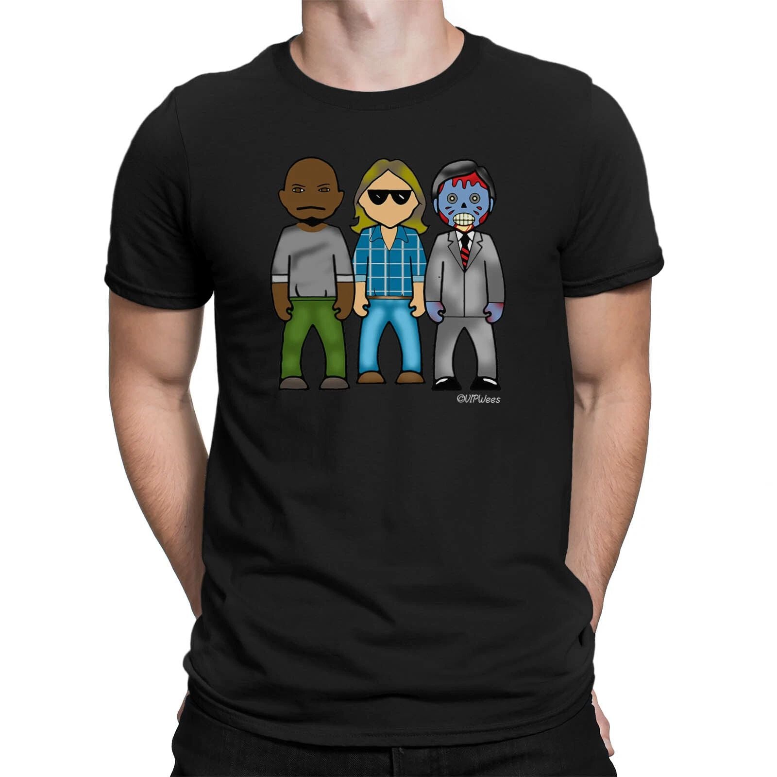 Mens Quality Cotton T-Shirt VIPwees Sci-Fi 80s Cult Horror Movie Film Caricature