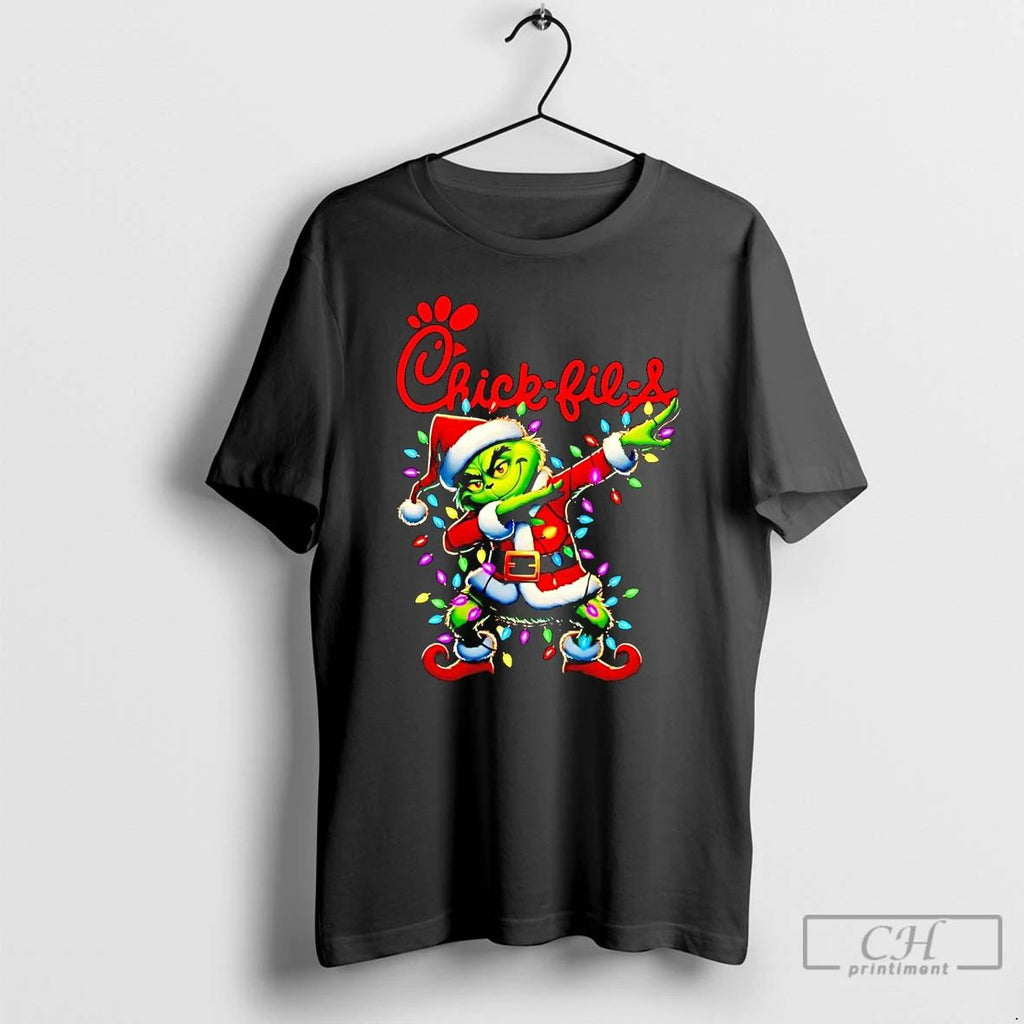 Classic Santa Grinch Dabbing Chick Fil A Christmas Light T Shirts