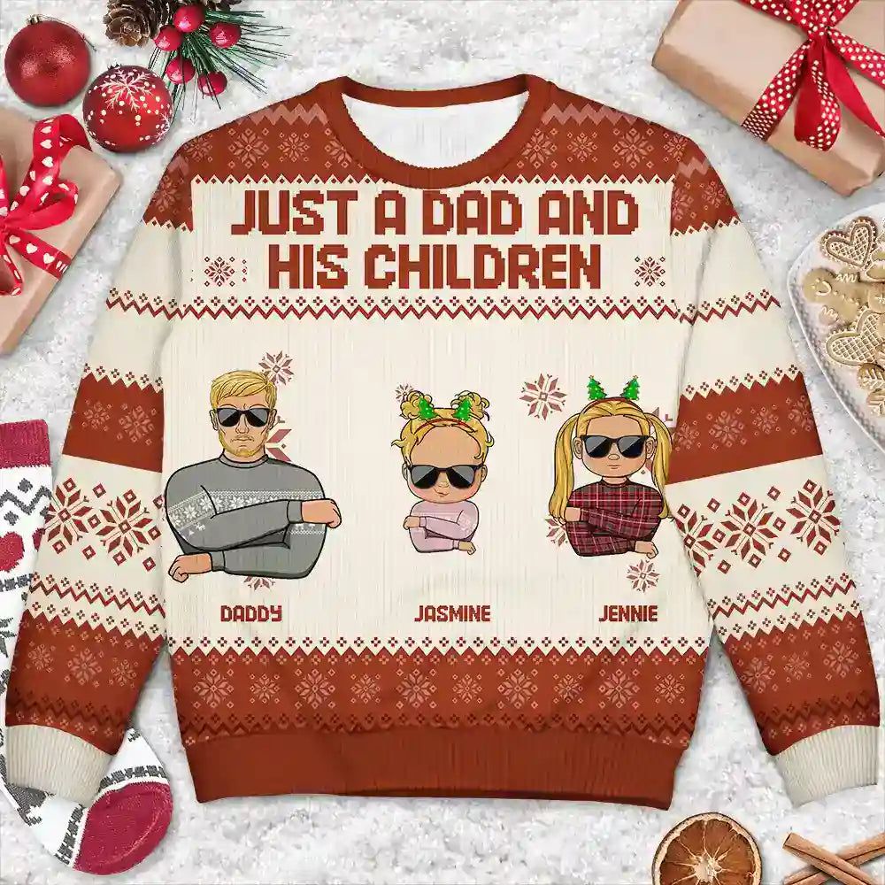 Christmas Just A Dad And His Girl - Personalized Unisex Ugly Sweater