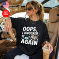 Oops Knocked It Cat T-Shirt Cute Kitty Lover Gift Graphic Tee S-4XL