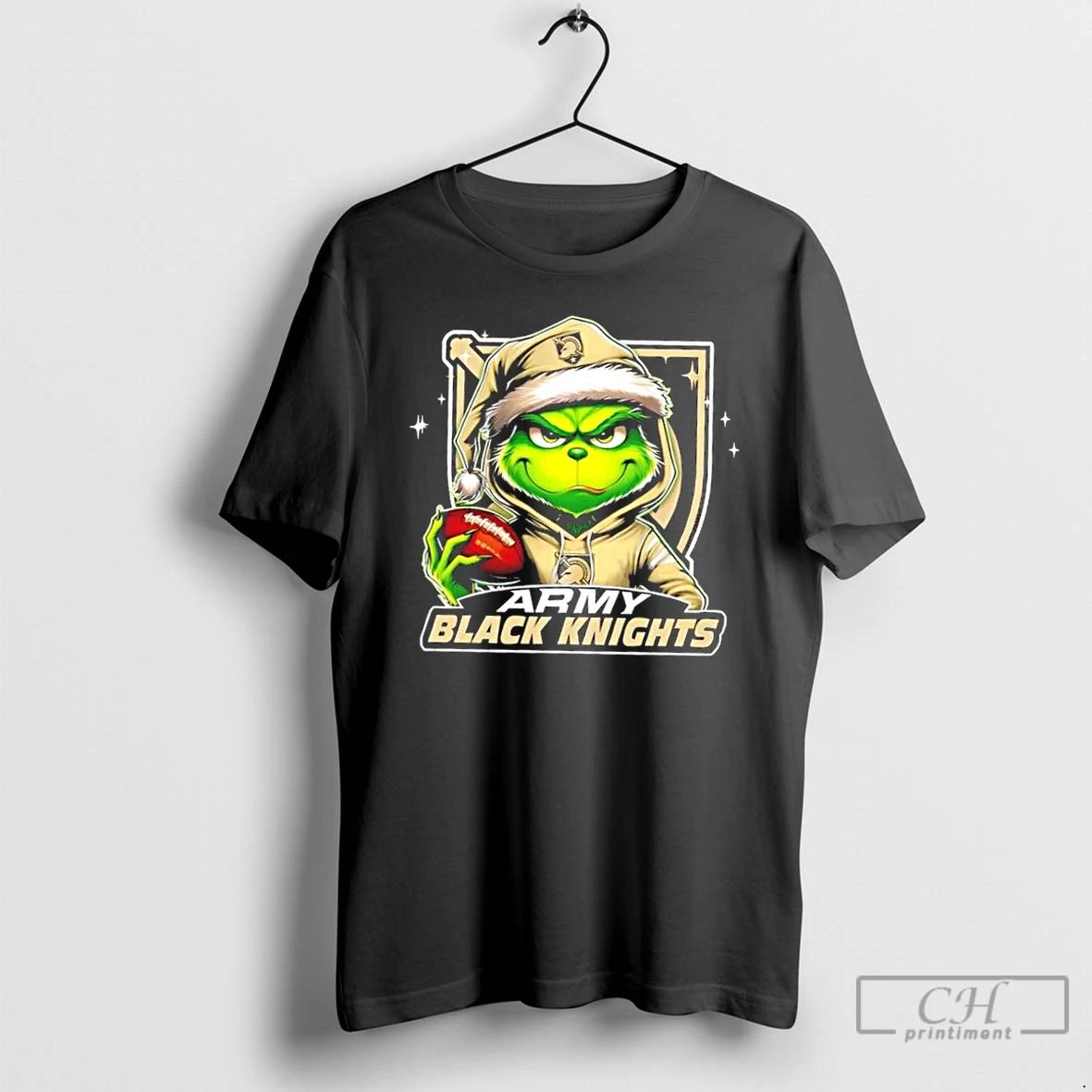 Premium Grinch Is Holding A Ball And Smiling At Army Black Knights Fans Christmas