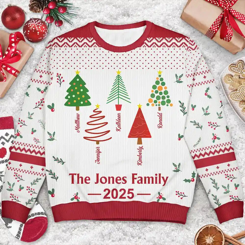 Christmas Tree Family - Personalized Unisex Ugly Sweater
