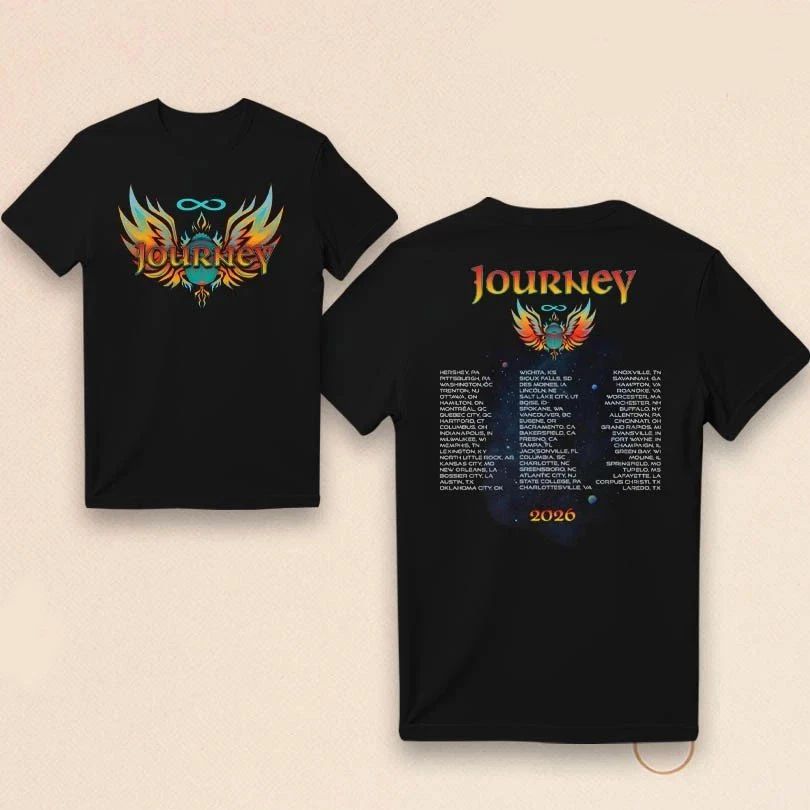 Journey Final Frontier Tour 2026 T-Shirt Double Sided Concert Rock Band Tee