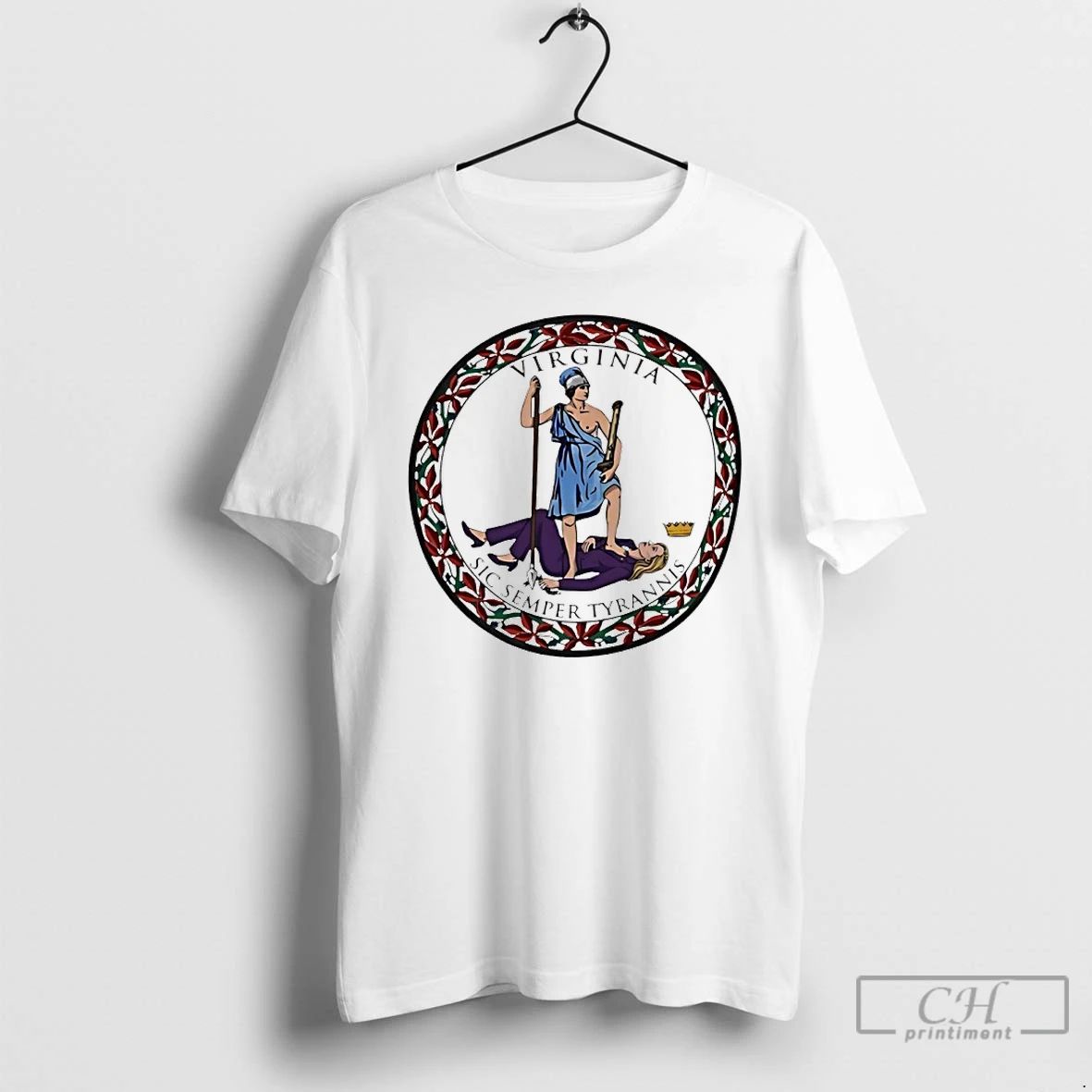 Classic Virginia Tyrant State Seal Sic Semper Tyrannis Parody