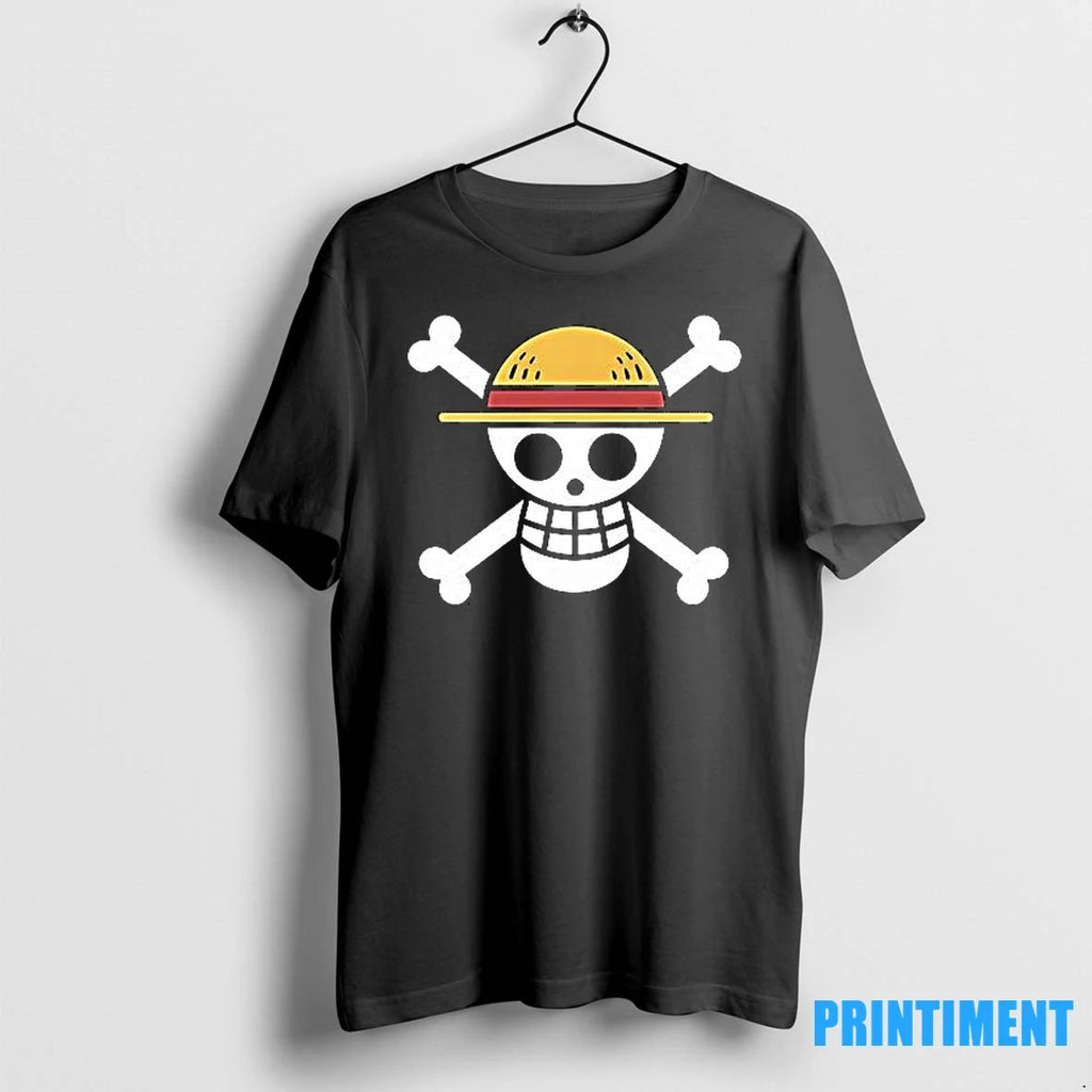 Jolly Roger Anime Skull Wearing Straw Hat Tshirts Sweater