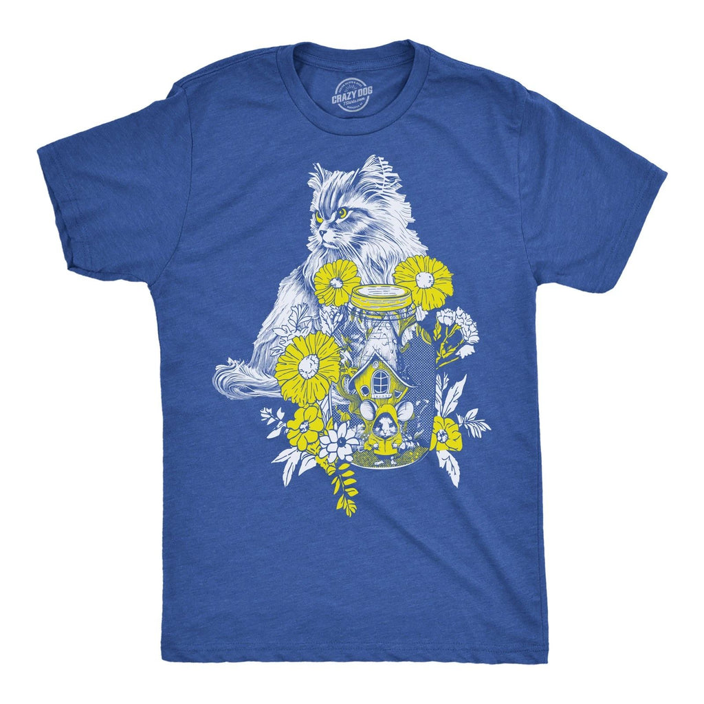Mens Cat and Mouse Funny T Shirt Kitten Graphic Tee for Men