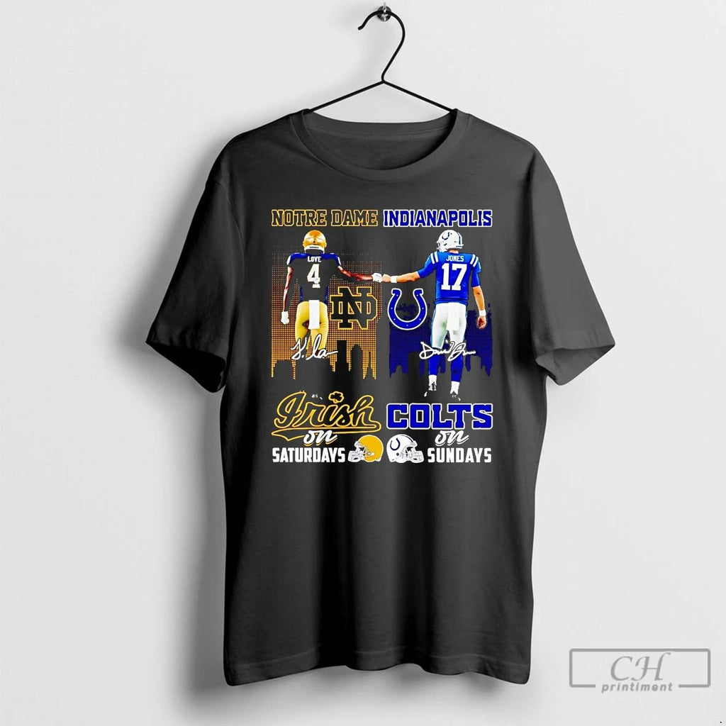 Premium Notre Dame Fighting Irish On Saturdays Indianapolis Colts On Sundays T Shirts