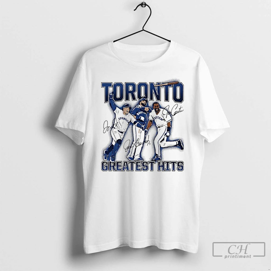 Classic Toronto Greatest Hits Joe Carter Jose Bautista And George Springer Player Autographed T Shirts