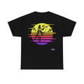 Retro Sunset Beach Flower Surf Girl Unisex Cotton Tee