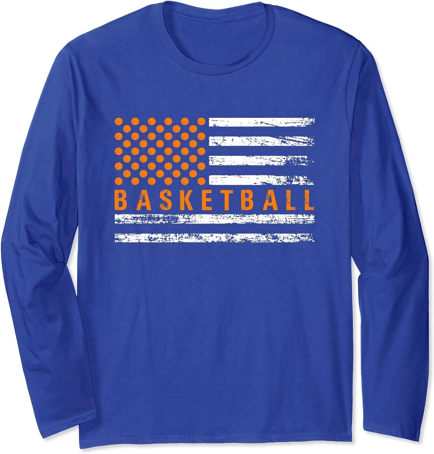 USA Flag Basketball Player Funny Basketball Team Long Sleeve T-Shirt