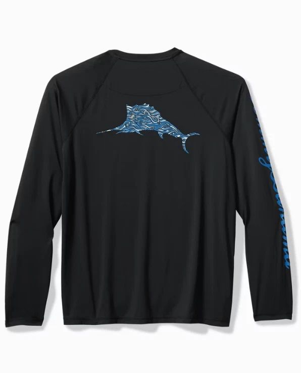 Tommy Bahama Chill Time Surf IslandZone® Rash Guard - Jet Black | New