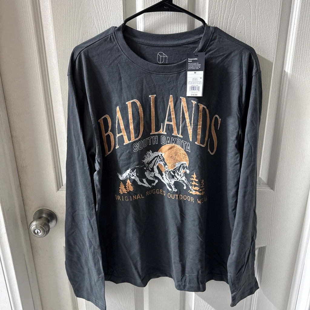 NWT Original Men's Badlands South Dakota Long Sleeve T-Shirt Grey Size M