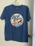 Vintage Cocoa Beach Fl “Surf Style” Graphic T-Shirt Blue Medium