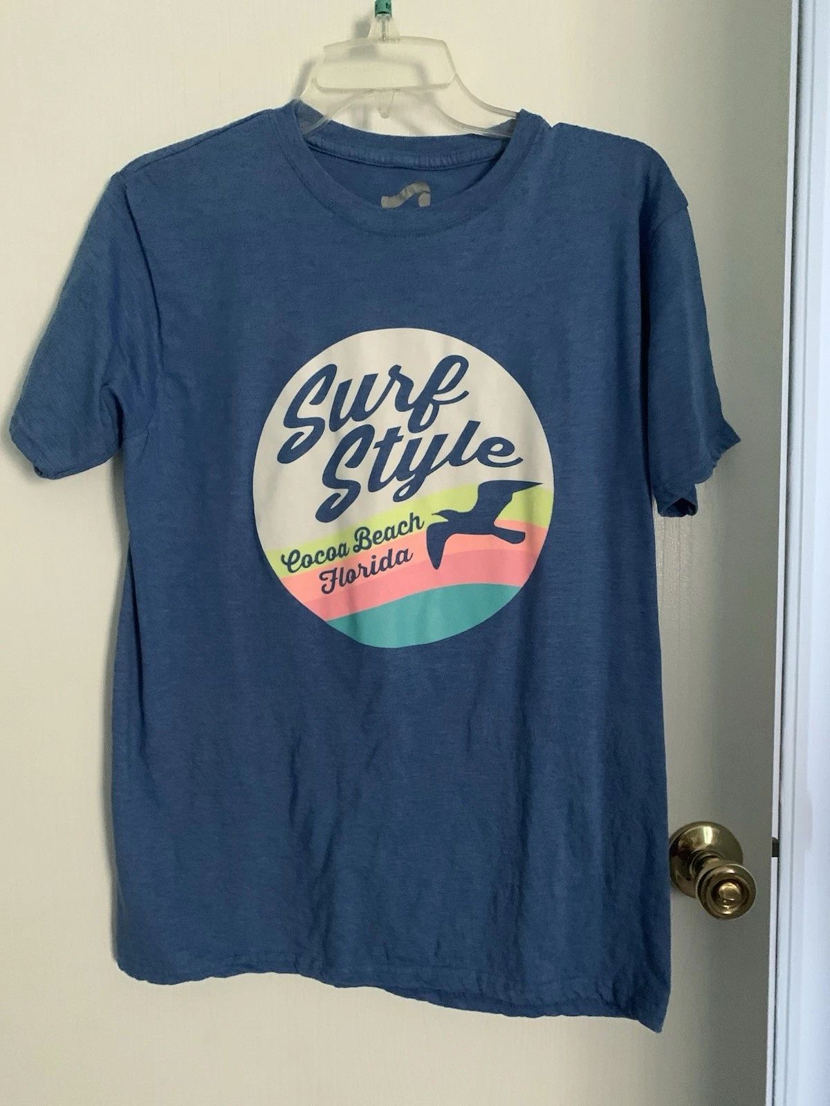 Vintage Cocoa Beach Fl “Surf Style” Graphic T-Shirt Blue Medium