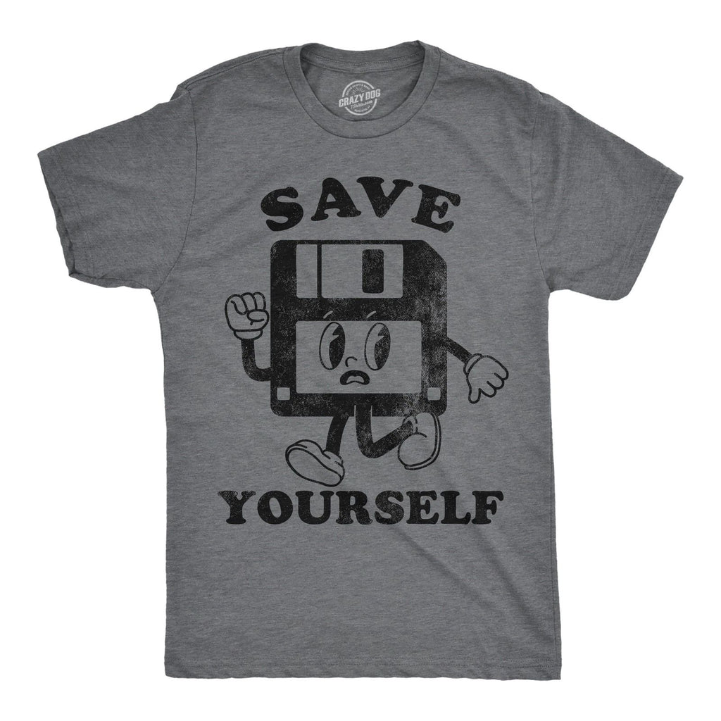 Mens Funny T Shirts Save Yourself Sarcastic Retro Technology Graphic Novelty Tee