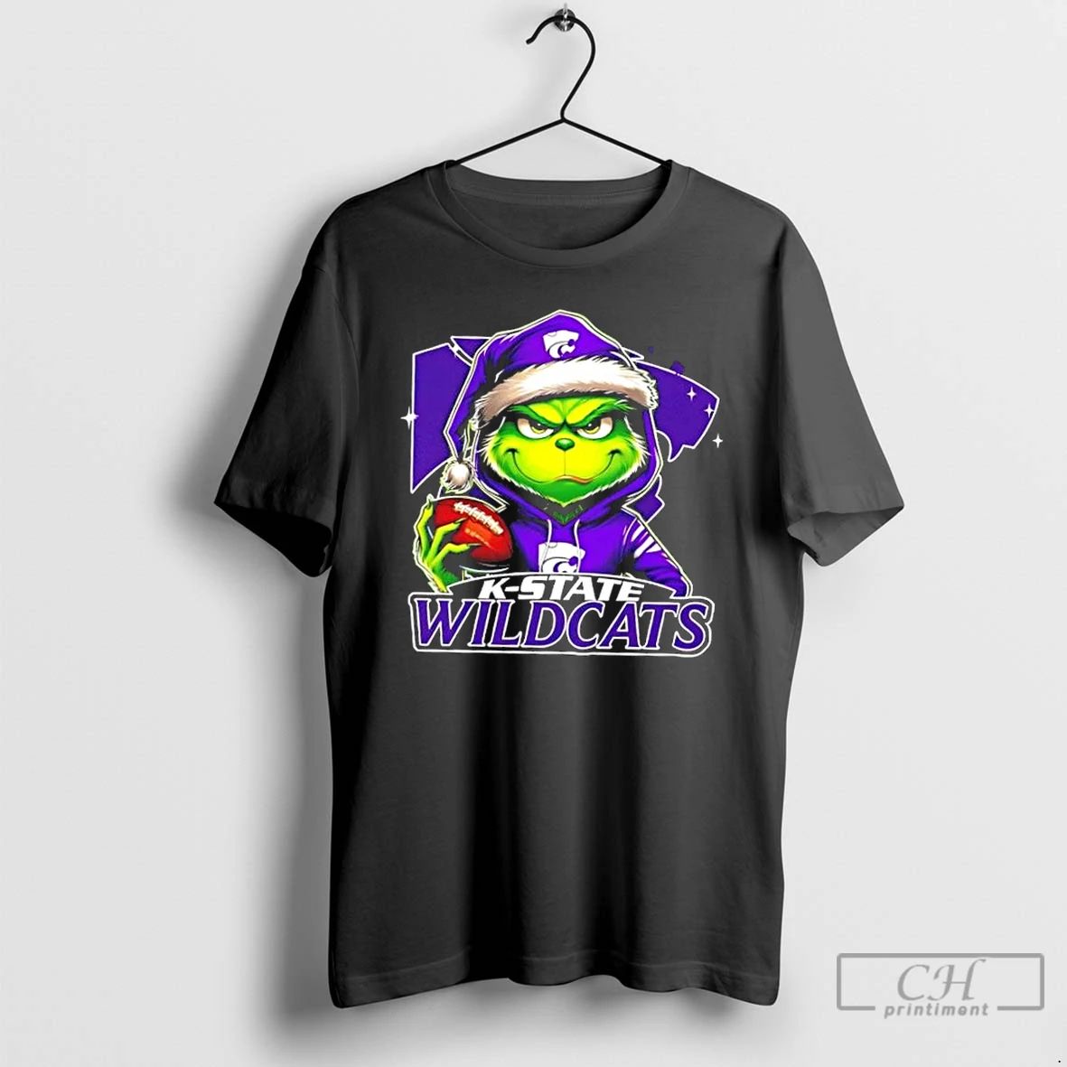 Premium Grinch Is Holding A Ball And Smiling At Kansas State Wildcats Fans Christmas