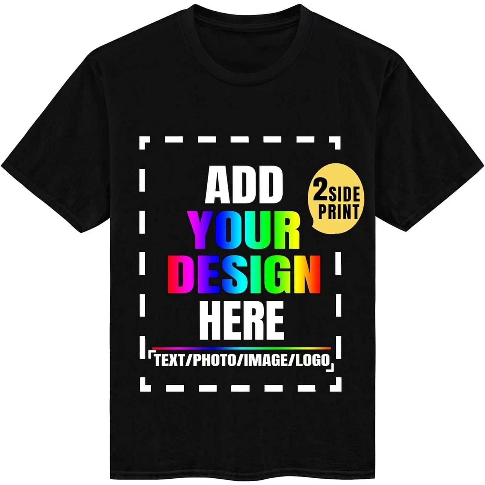 Personalized Custom T-Shirt Double Sided Print  Your Design Text Logo Photo Gift