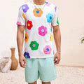 Mens colorful floral tshirt short sleeved casual top for daily holiday wear