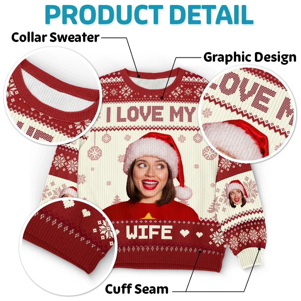 Custom Photo Holidays Are Better With You By My Side - Couple Personalized Custom Ugly Sweatshirt - Unisex Wool Jumper - Christmas Gift For Wife