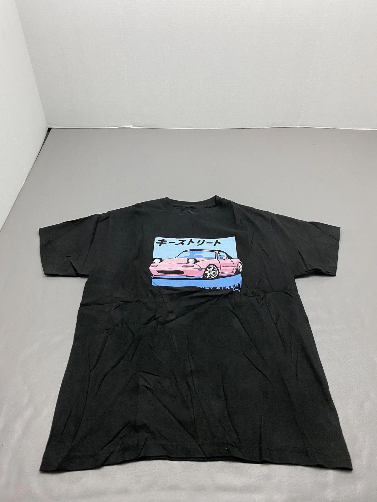 Key Street Shirt Mens Medium Black Pink Car Graphic Tee Anime Japanese JDM