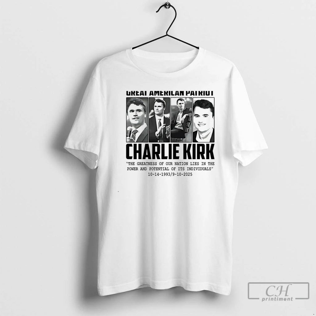 Classic Great American Patriot Charlie Kirk White T Shirts