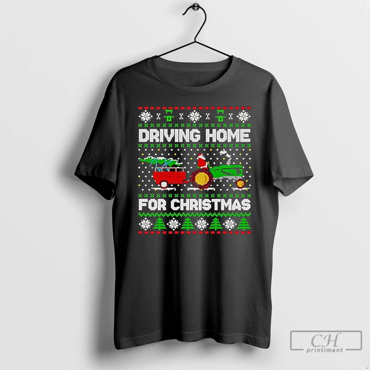 Classic Santa Tractor Driving Home For Christmas T Shirts