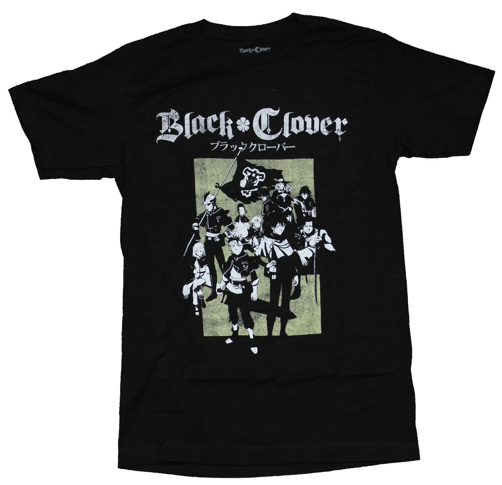 Black Clover Adult New T-Shirt - Distressed Standing Group Boxed Under Name