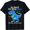 Funny T Rex with Puzzle Autistic Autism Awareness Men Boys Kid Adult T-Shirt