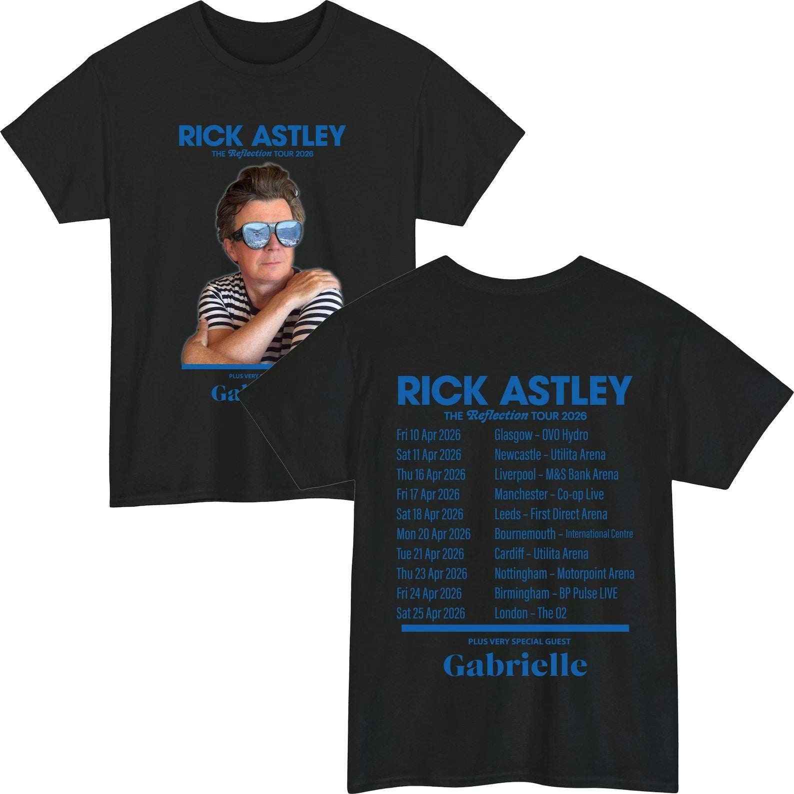 Rick Astley Reflection Tour 2026 T-Shirt Vintage Concert Tour Dates Back Print